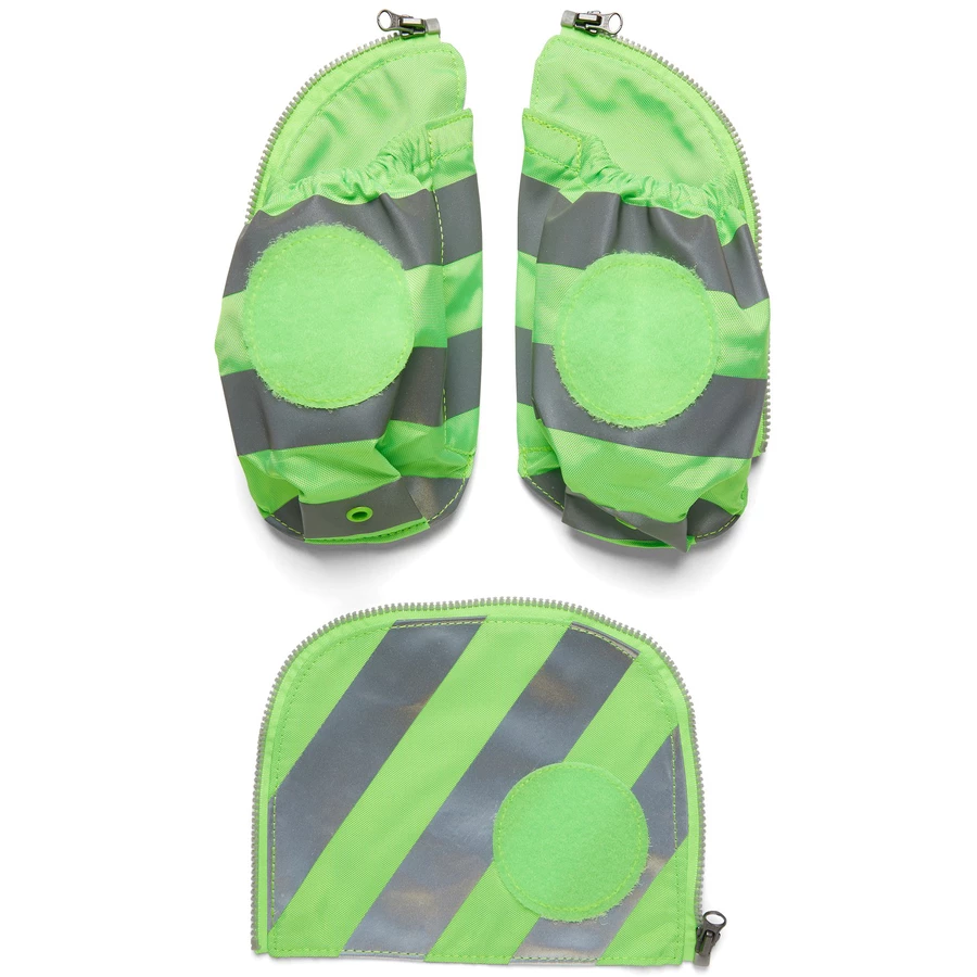 Ergobag Zubehör PackCuboCubo Light - Seitentaschen Zip-Set mit Reflektorstreifen grün