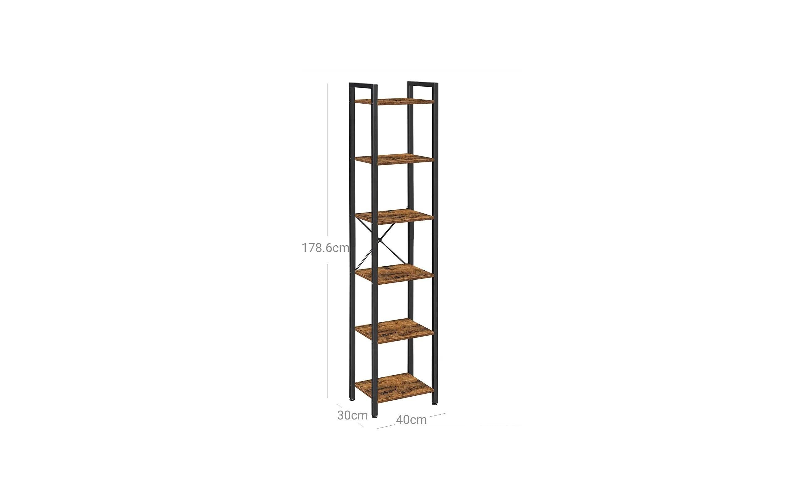 Regal mit 6 Ebenen 40 x 178.6 cm, Braun/SchwarzBücherregal aus Holz