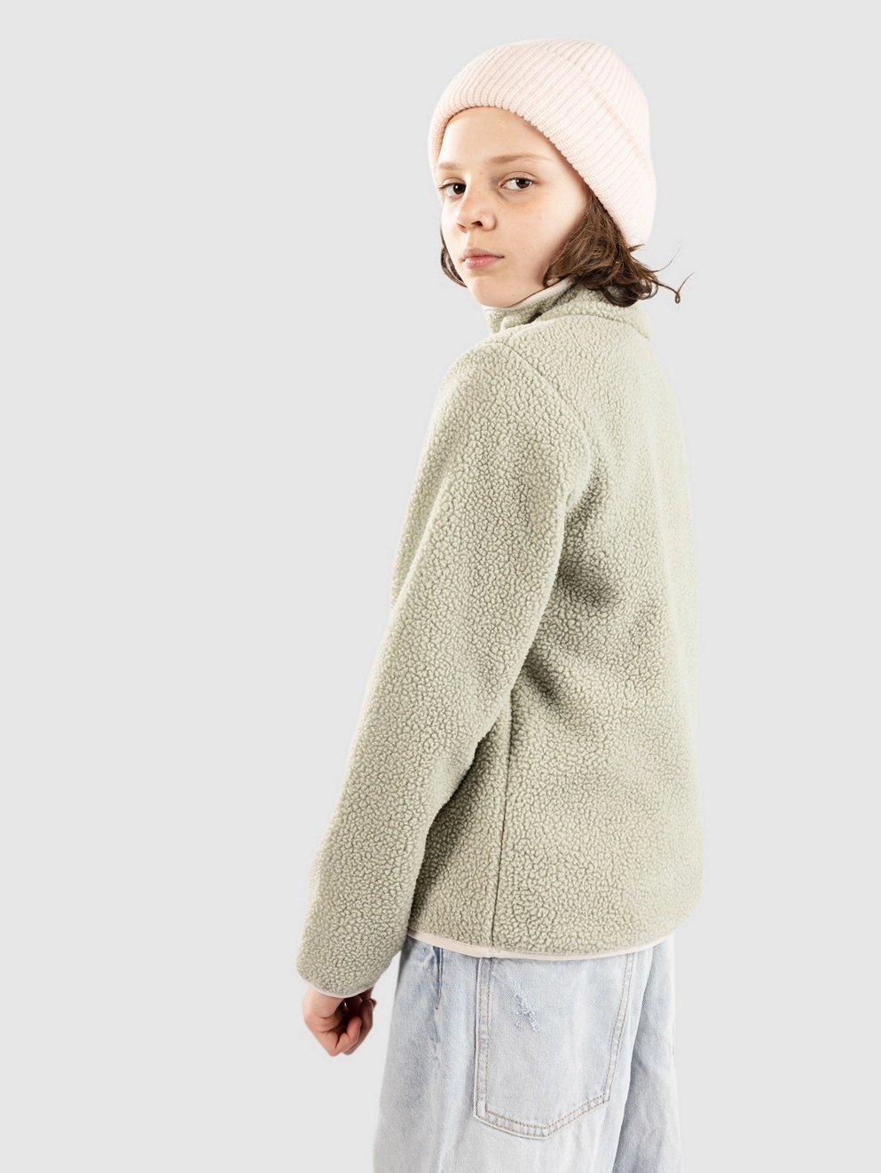 Columbia Helvetia II Half Snap Fleece Kids Zip Hoodie safari/stone green