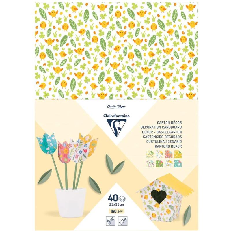 Carton décor, paquet de 40 feuilles 160g/m2 au format 25 x 35 cm