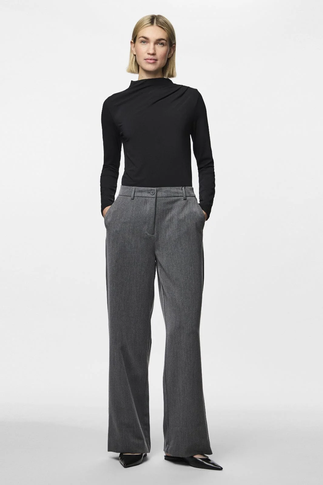 Pieces Pckamil Wide Pant 4673961 dark grey melange