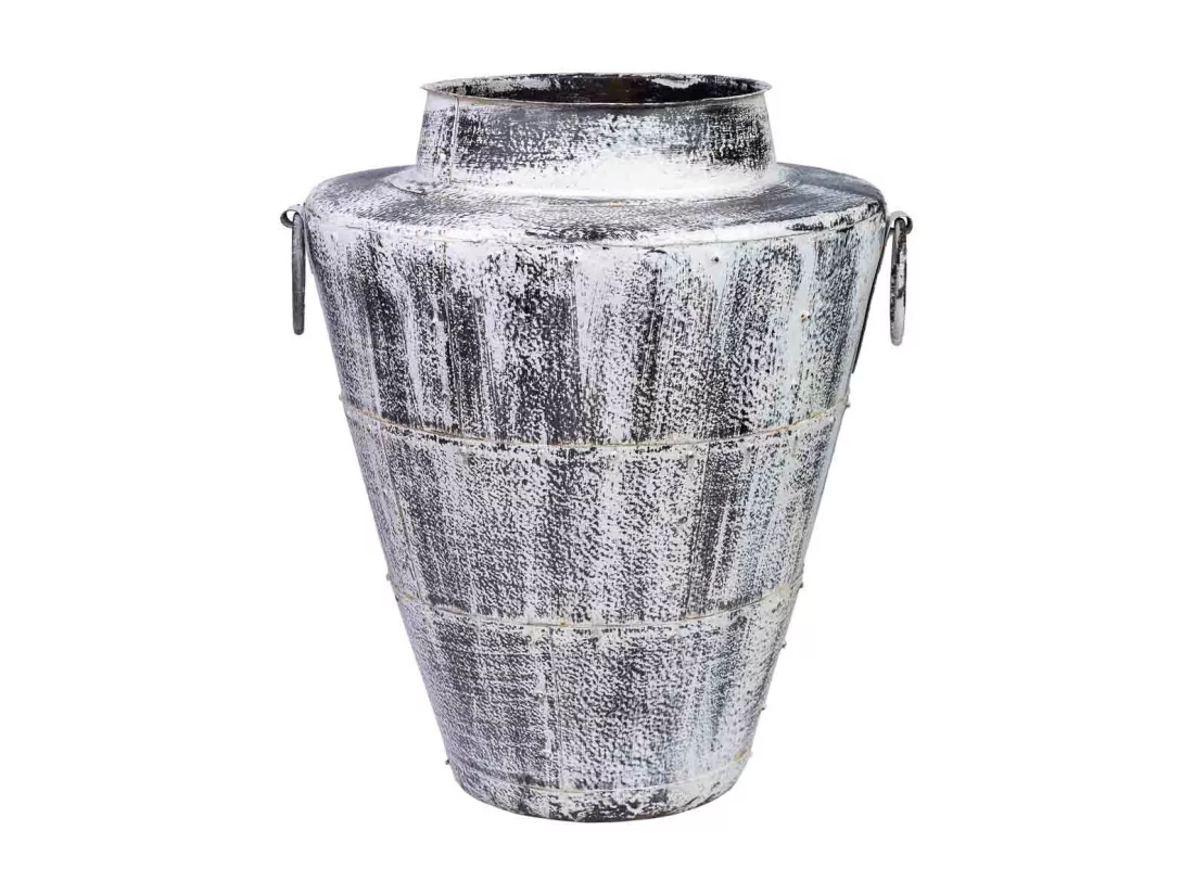 Vase en métal blanc antique 50x50x58h cm