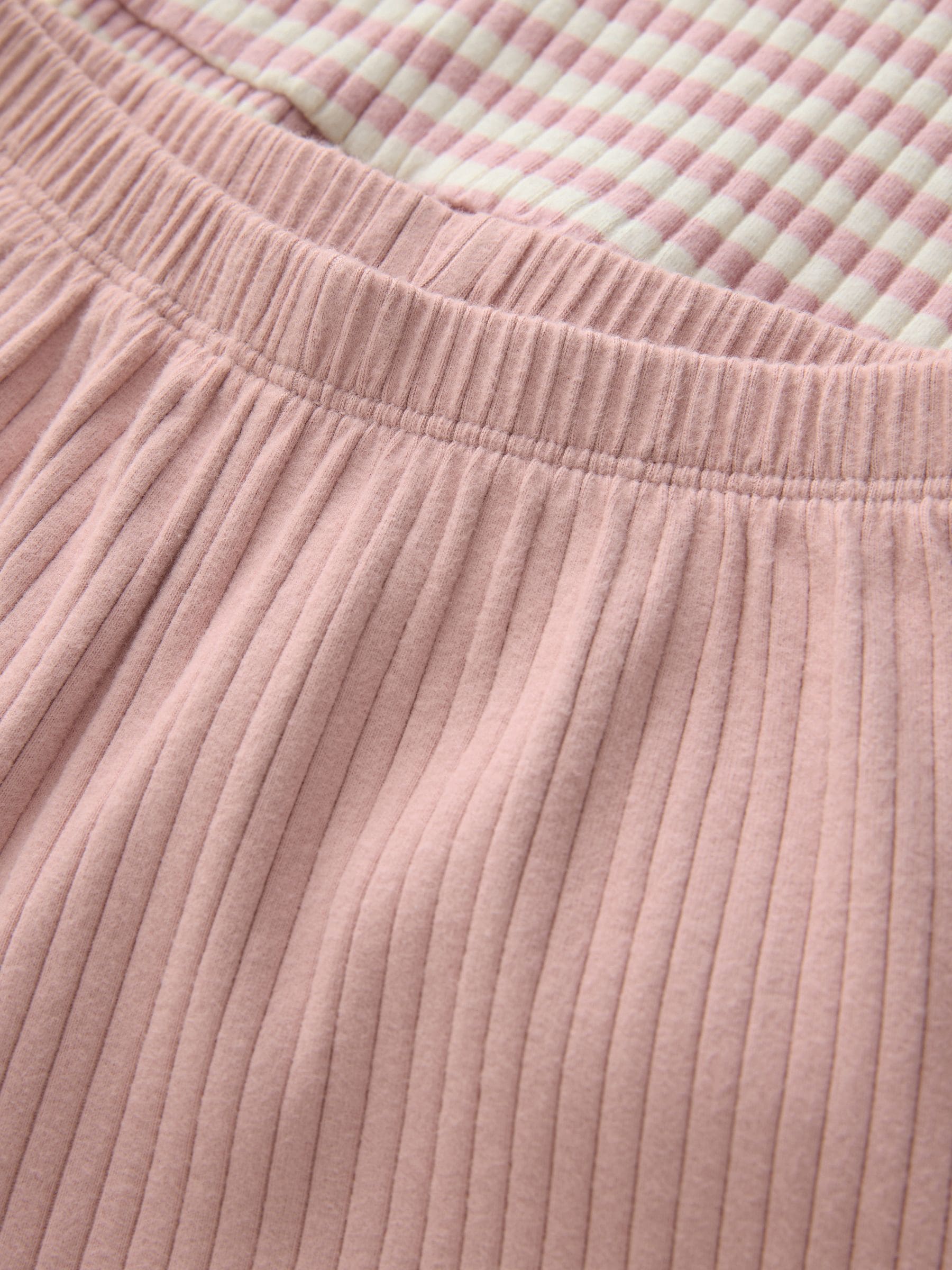 Roze - Set met geribbelde top met lange mouwen en broek met wijde pijpen (3mnd-7jr)