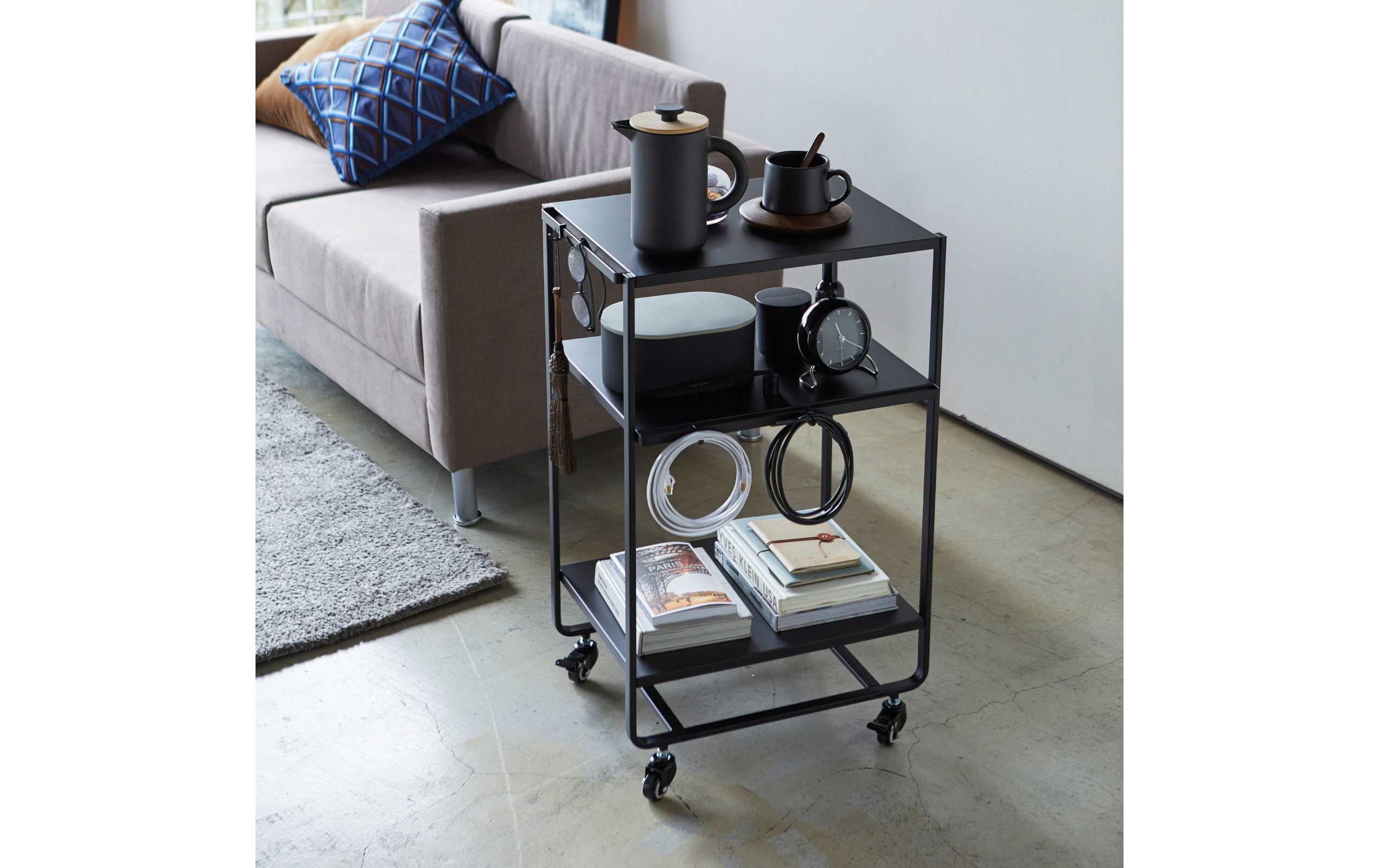 Küchenwagen Tower 49 x 81.5 x 38 cm, Schwarz<br>Dreistufiger Wagon mit Griff