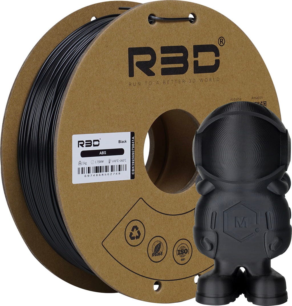 R3D  ABS Black, 1.75 mm / 800 g    Langlebiges Filament mit guten mechanischen Eigenschaften