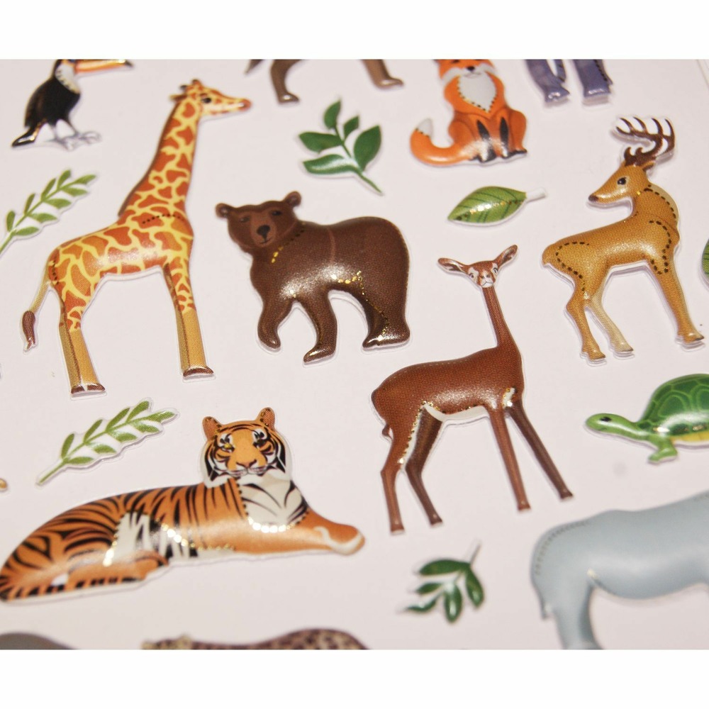 Autocollants réutilisables - relief 3d - animaux de la savane
