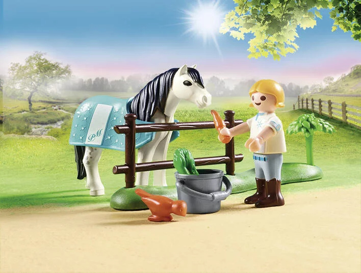 CAVALIERE AVEC PONEY GRIS -70522