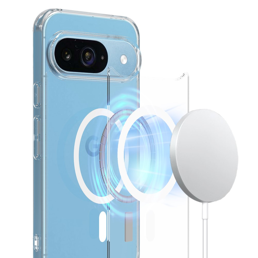 Google Pixel 9 Hybrid Hülle TPU Bumper   Acryl Rückseite MagSafe-Modul - Transparent
