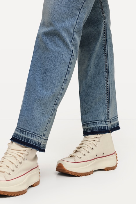 Jeans Mandy, Fransensaum, weites Bein, Stretch