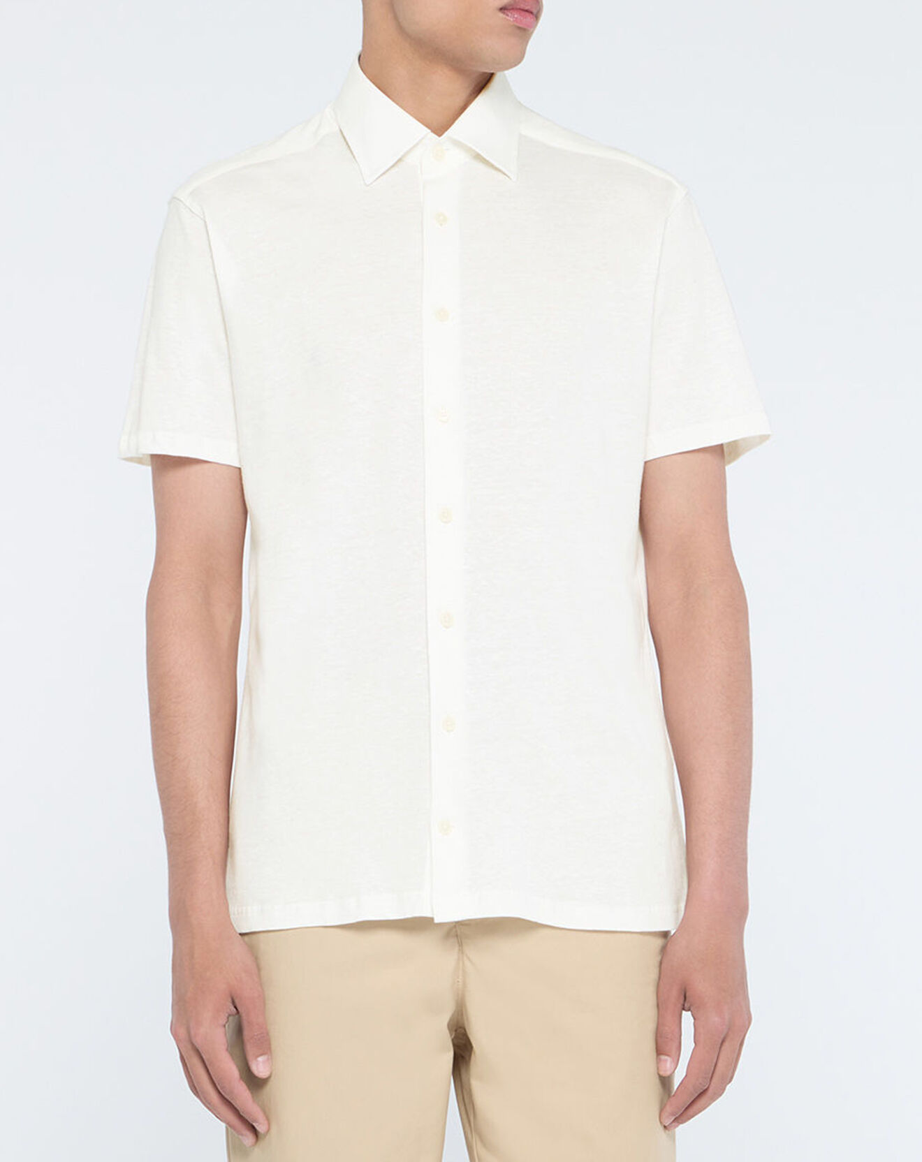 Hackett London Chemise en Lin mélangé Slim Fit Polo Piqué écrue