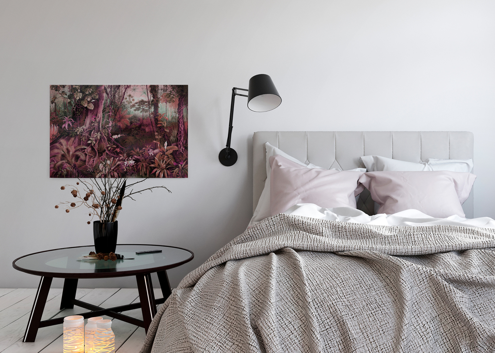 Leinwandbild DSCHUNGEL - rot-pink - 90x60 cm