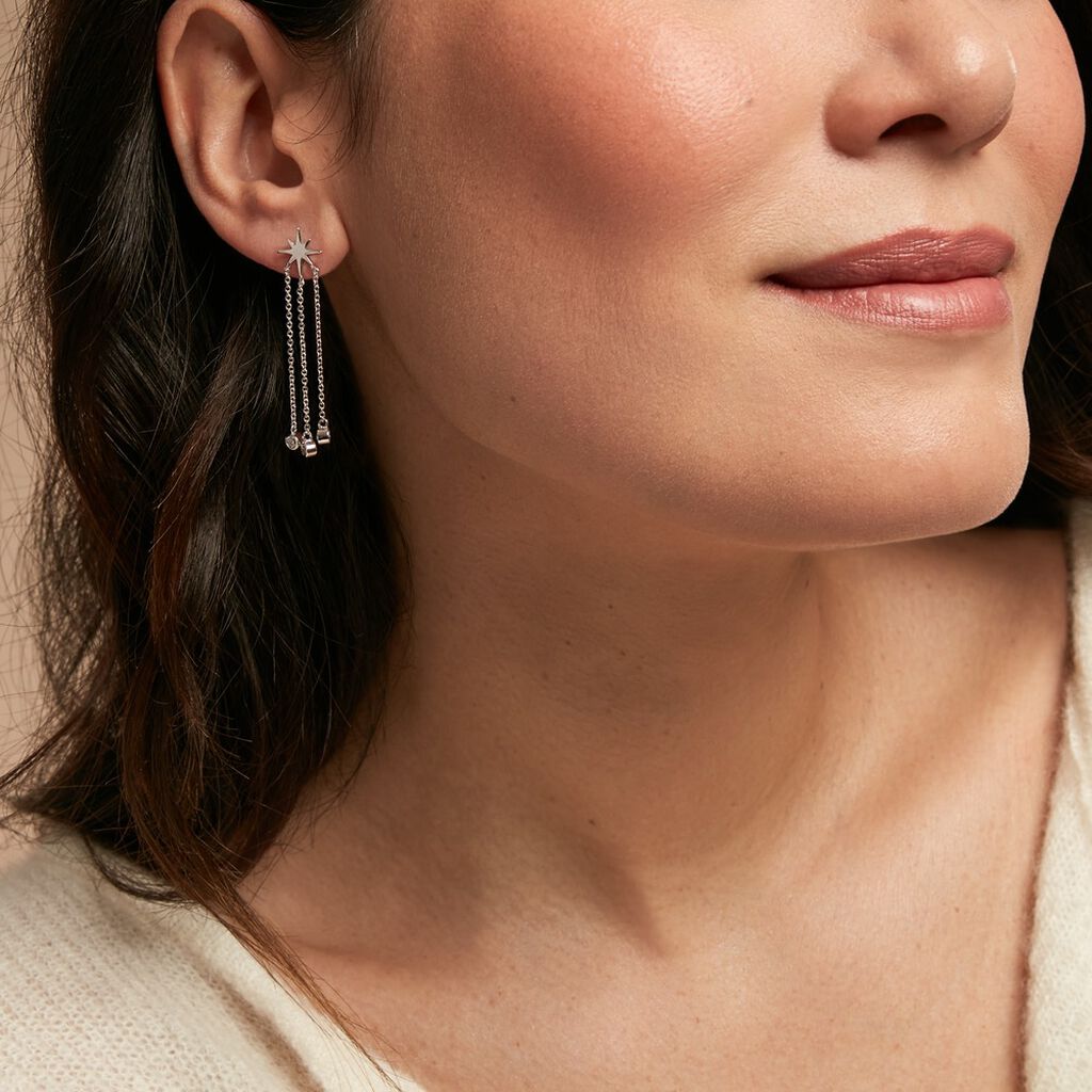 Boucles D'oreilles Pendantes Clarence Argent Blanc Oxyde De Zirconium