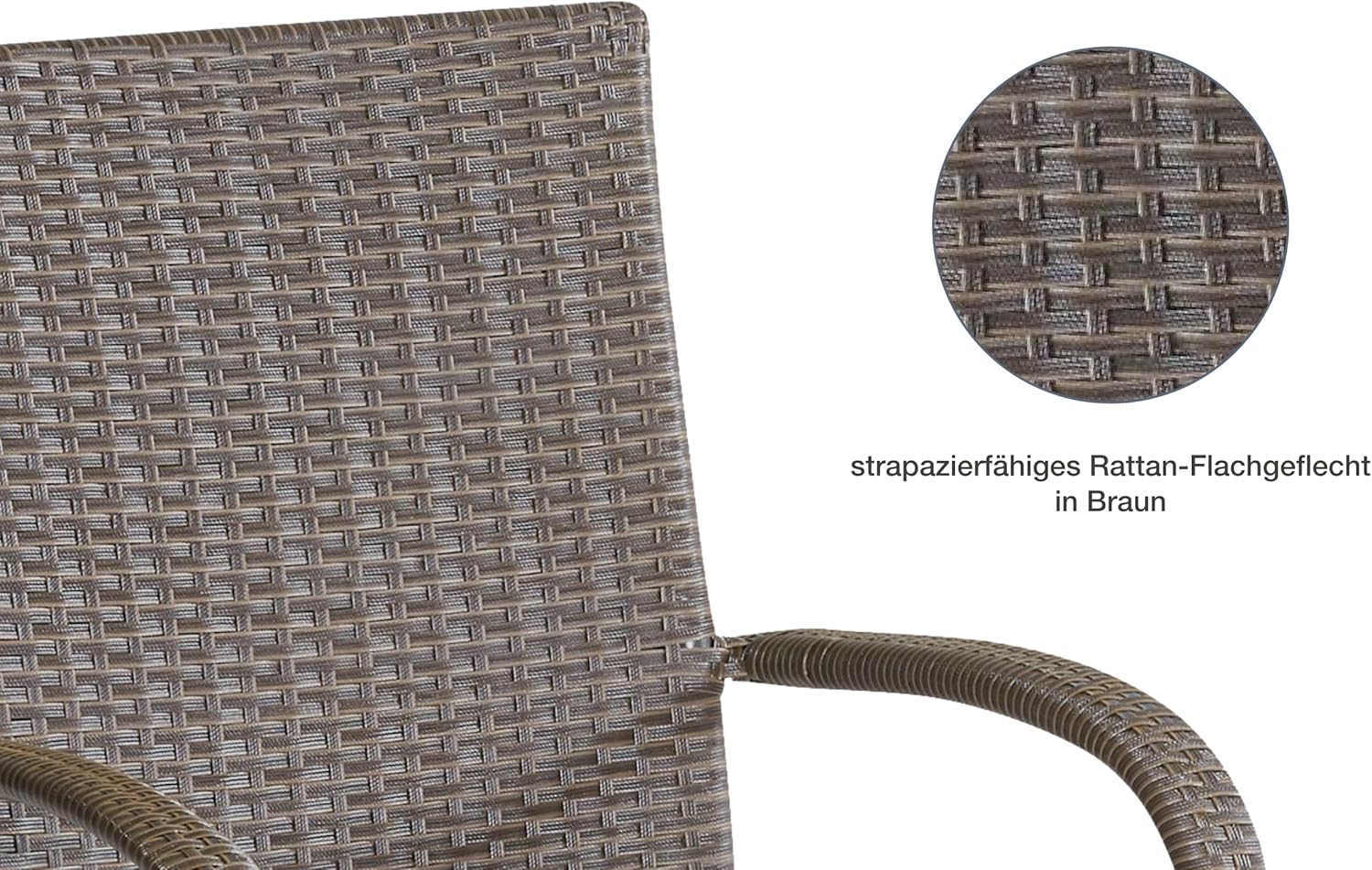 LC Garden Lübeck Stapelstühle 4er Set Braun stapelbare Gartenstühle Garten Armlehnstühle Bequeme Rückenlehne Balkonstühle Bistrostühle