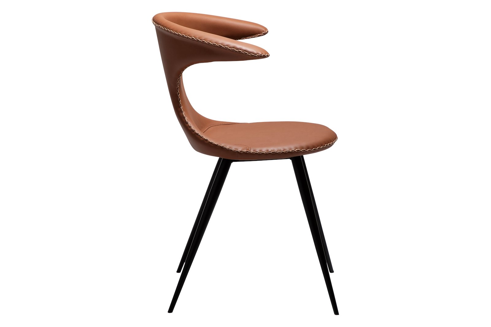 Flair spisestol PU Cognac Faux og sorte runde ben.