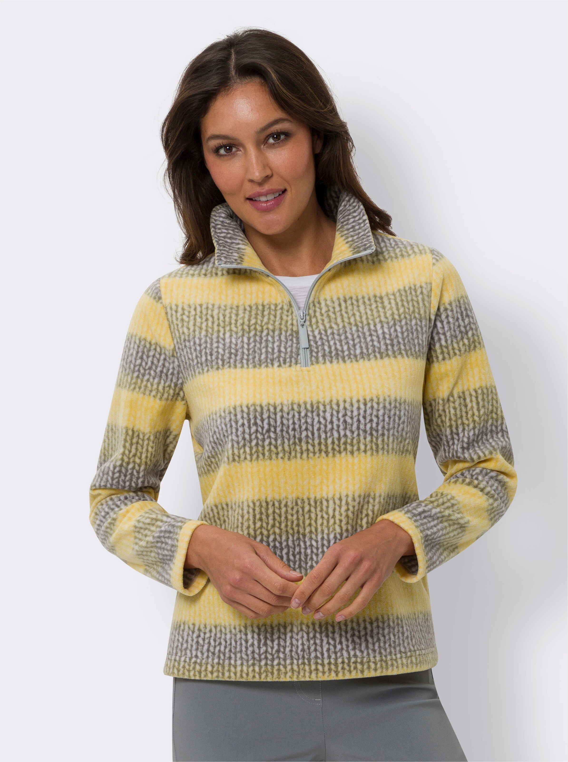 Fleeceshirt in Strick-Optik