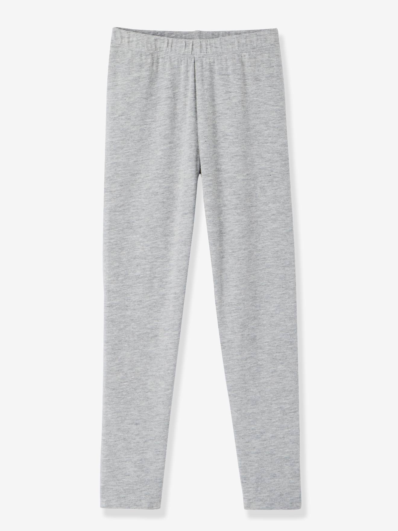 Conjunto de 2 leggings sortidas para meninas, lisas e cinza escuro.