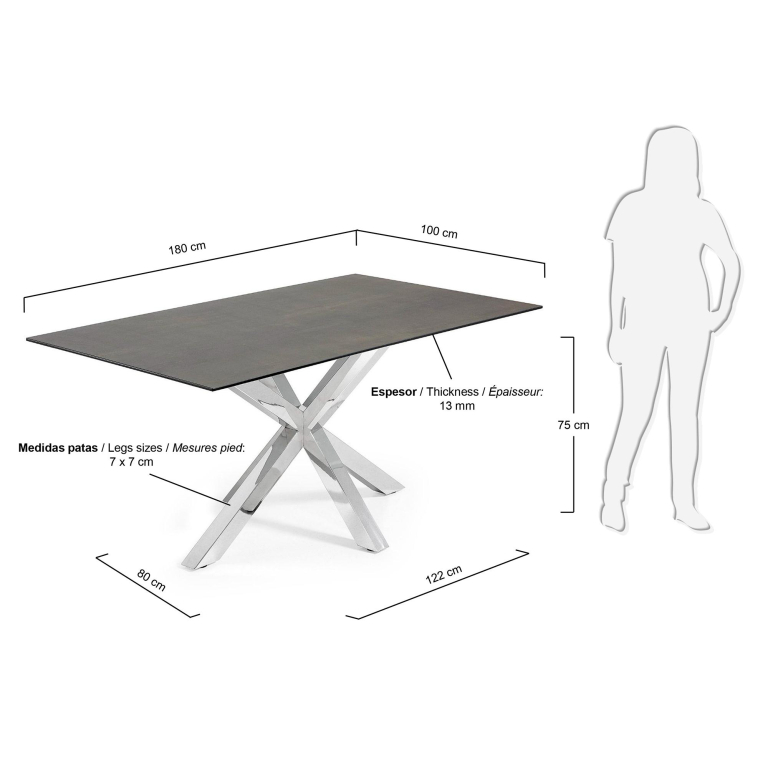Kave Home New eettafel 180x100 porselein Iron Moss