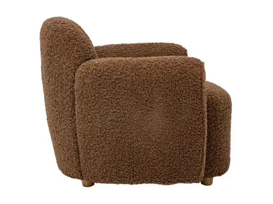 Fauteuil club en tissu bouclette marron Calya