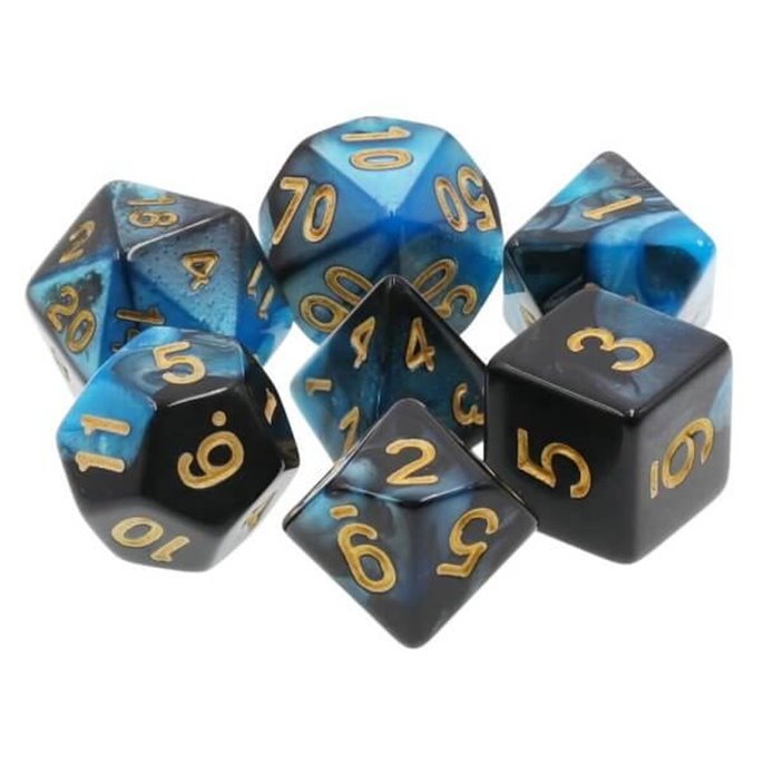 Set de dés de Jeu de Rôle : Bleu  et  Noir