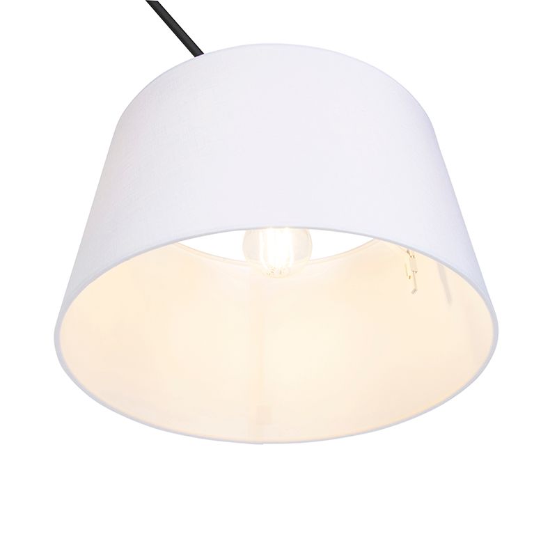 Hanglamp zwart met linnen kap wit 35 cm - Blitz
