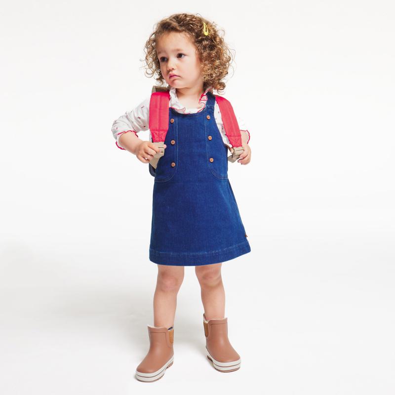 Robe salopette denim bleue bébé fille Bleu