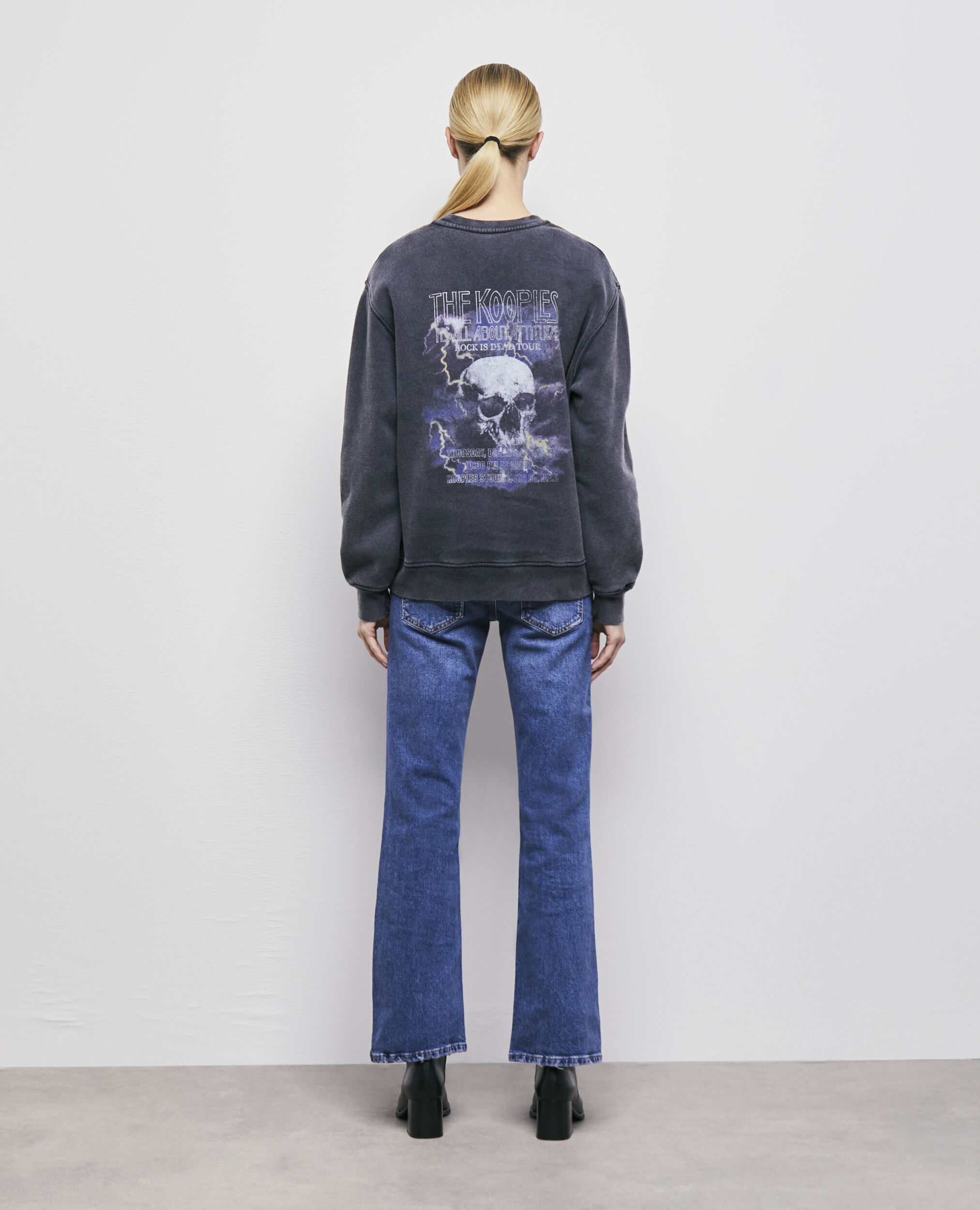 Sweatshirt sérigraphié skull noir