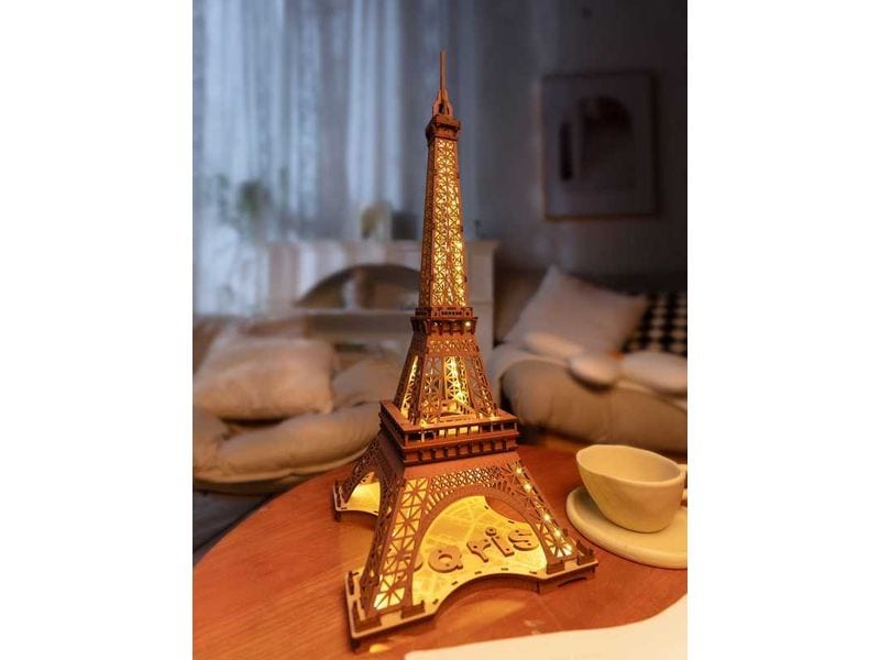 RoboTime Bausatz Night Of The Eiffeltower 3D-Puzzle aus lasergeschnittenen Holzteilen