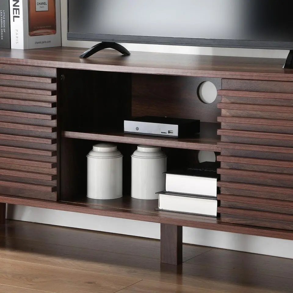 CALICOSY - TV-Meubel FRIBOURG - Donker hout - 51,5x135x39 cm