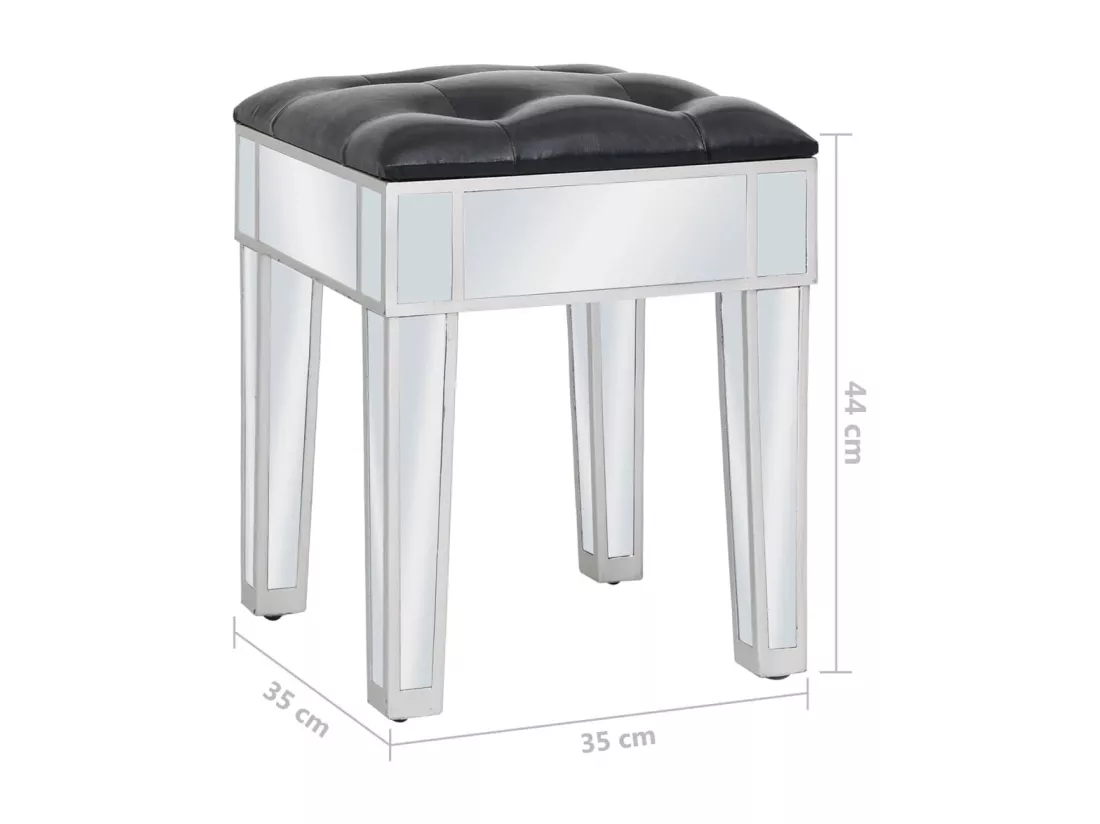 Coiffeuse miroir avec tabouret MDF et verre