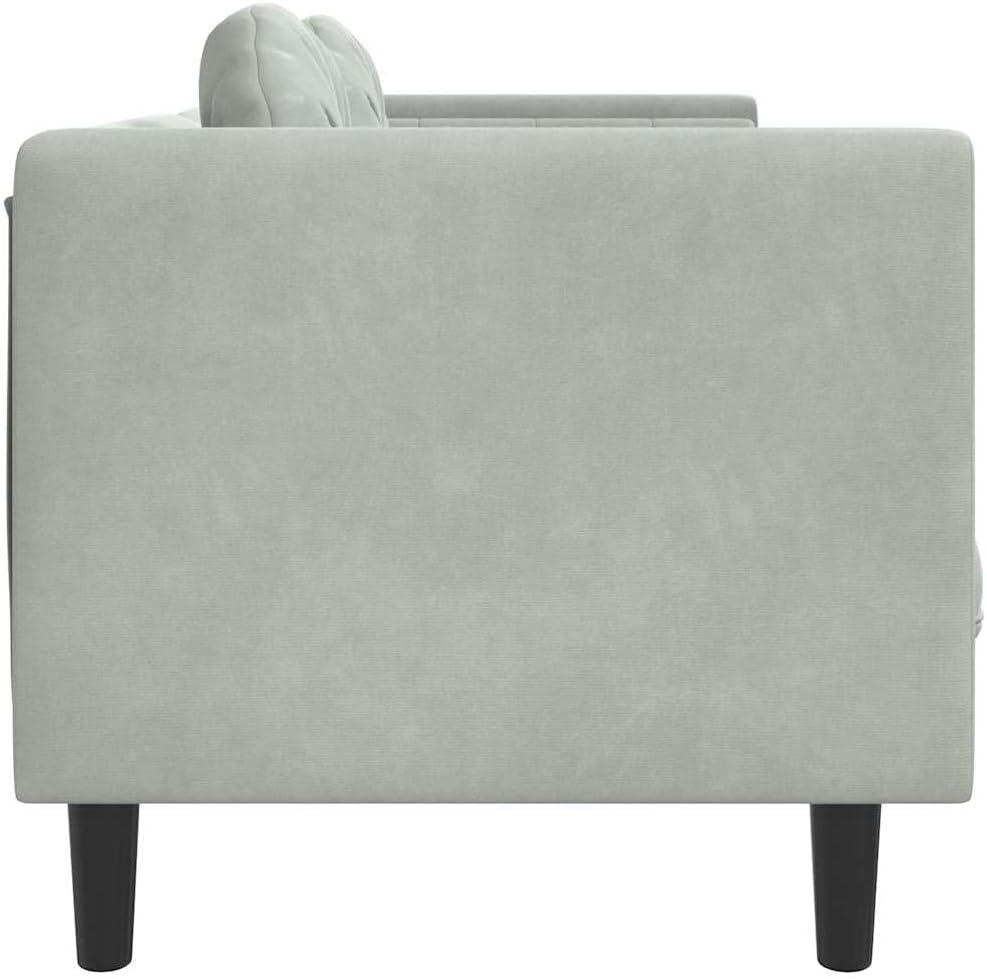 3-Sitzer Sofa Hellgrau Samt 193,5 x 77 x 70 cm mit Kissen Modernes Design Komfortabel & Stabil für Wohnzimmer Büro Schlafzimmer
