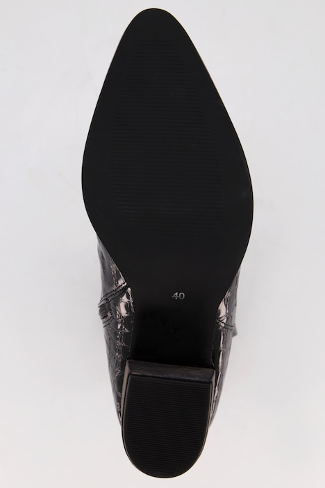 Leder-Stiefeletten, Kroko-Prägung, Weite H
