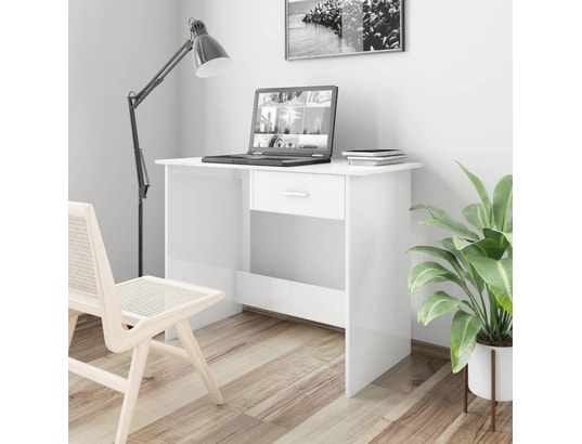 VIDAXL - Bureau blanc brillant 100 x 50 x 76 cm aggloméré
