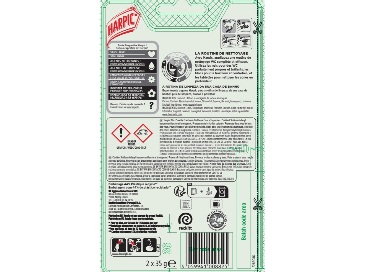 BLOCO SANITÁRIO POWER FLOR TROPICAL HARPIC 2X39G