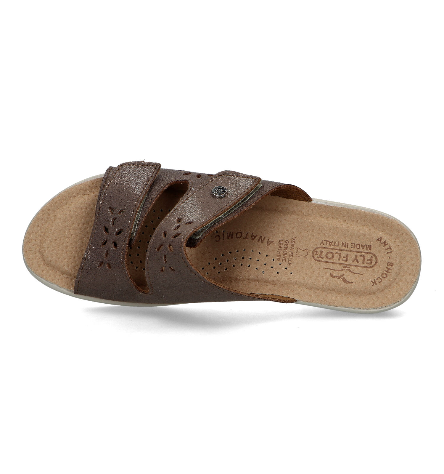 Slippers op sleehak taupe