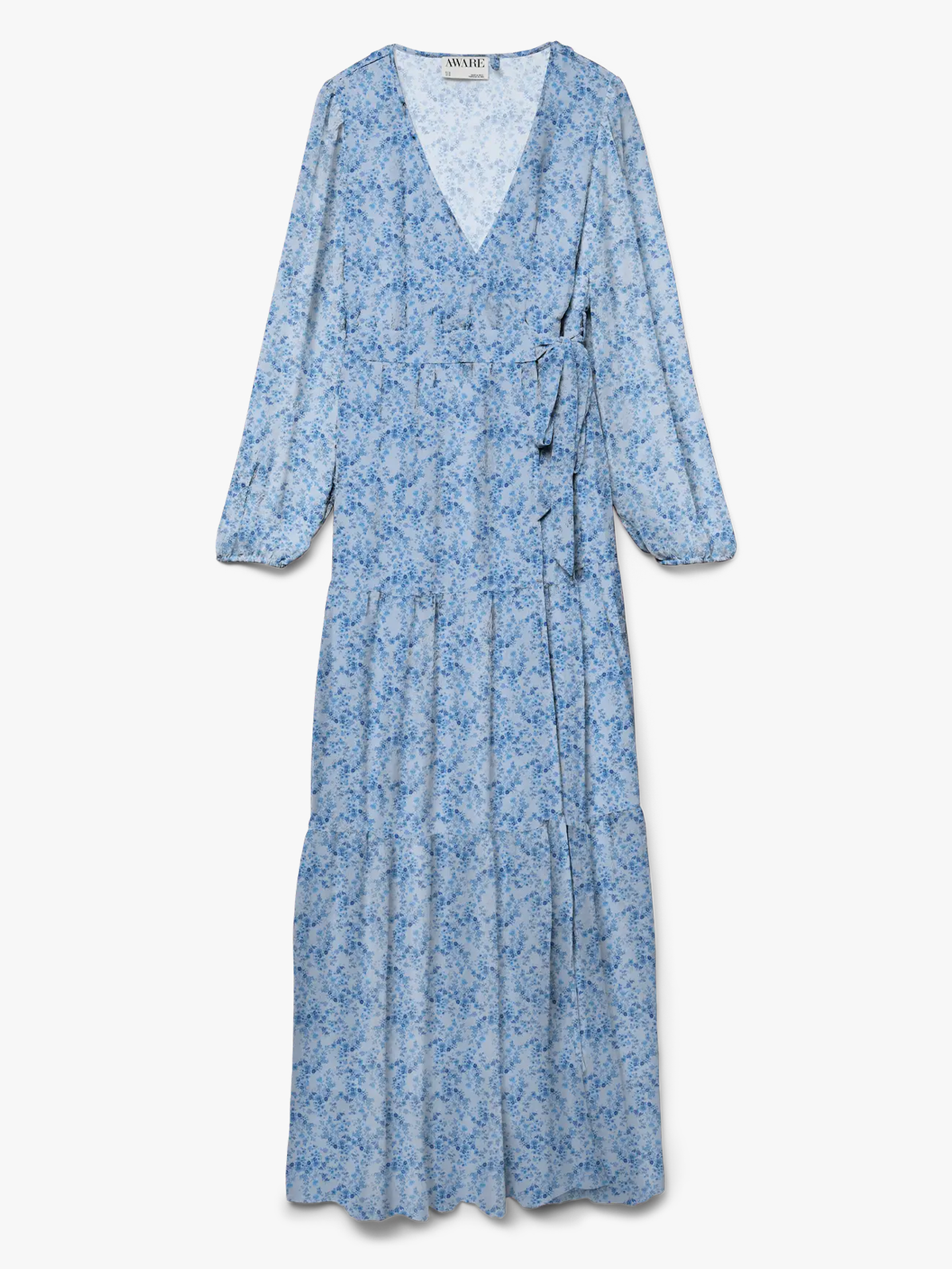 Aware Audora Long Sleeve Long Frill Wrap Dress