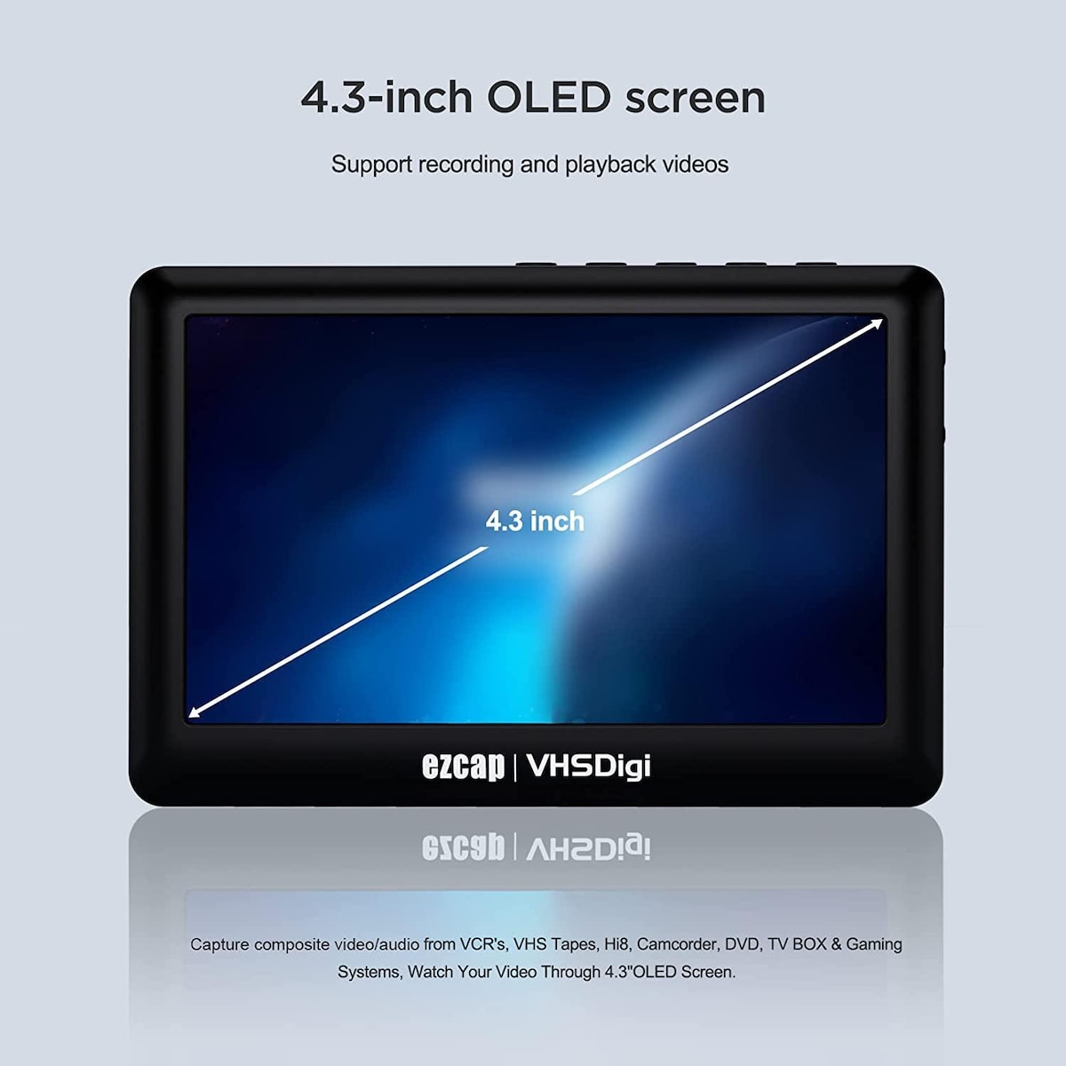 Ezcap Video til Digital Converter, CVBS Video Recorder med LCD-skjerm, Portable Composite CVBS AV Video Recorder Analog til Digital Converter