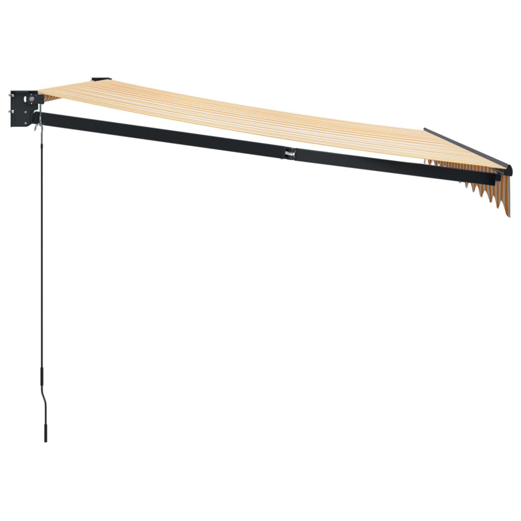 Auvent rétractable jaune et blanc 3,5x2,5 m tissu et aluminium