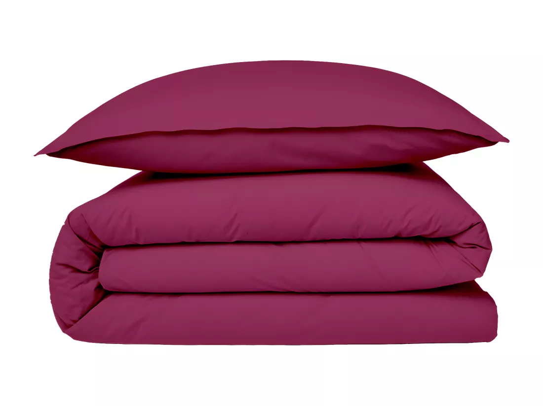 Housse de couette en coton 57 fils unie magenta 200x200cm