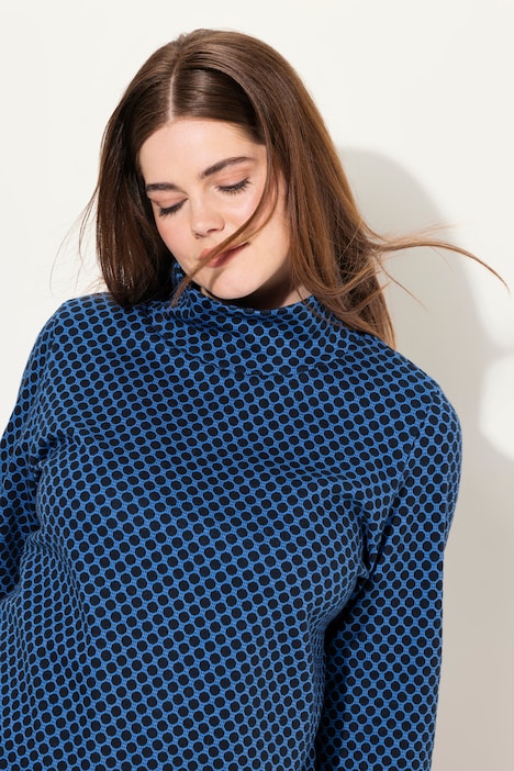 Sweatshirt, Jacquard, Stehkragen, 3/4-Arm, Biobaumwolle