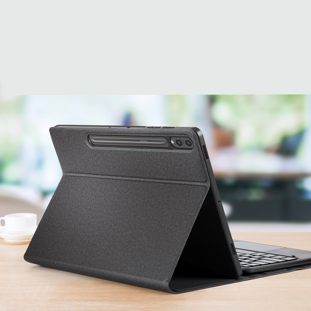 2in1 Samsung Galaxy Tab S10  Plus Leder Schutz Tasche Smart Cover Magnetische Bluetooth Tastatur - Schwarz