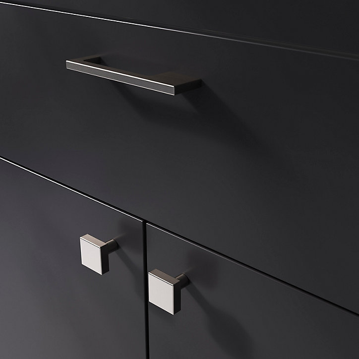 Bouton de meuble carré Skej GoodHome effet nickel Ø3cm