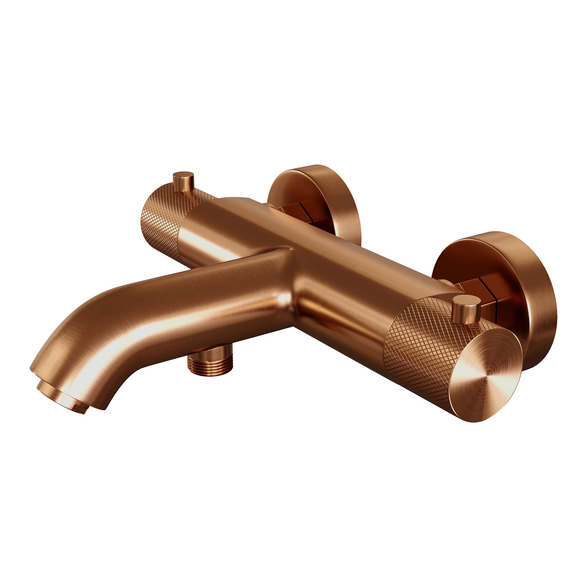 Brauer Copper Carving thermostatische badkraan met wandhouder en staafhanddouche geborsteld koper PVD
