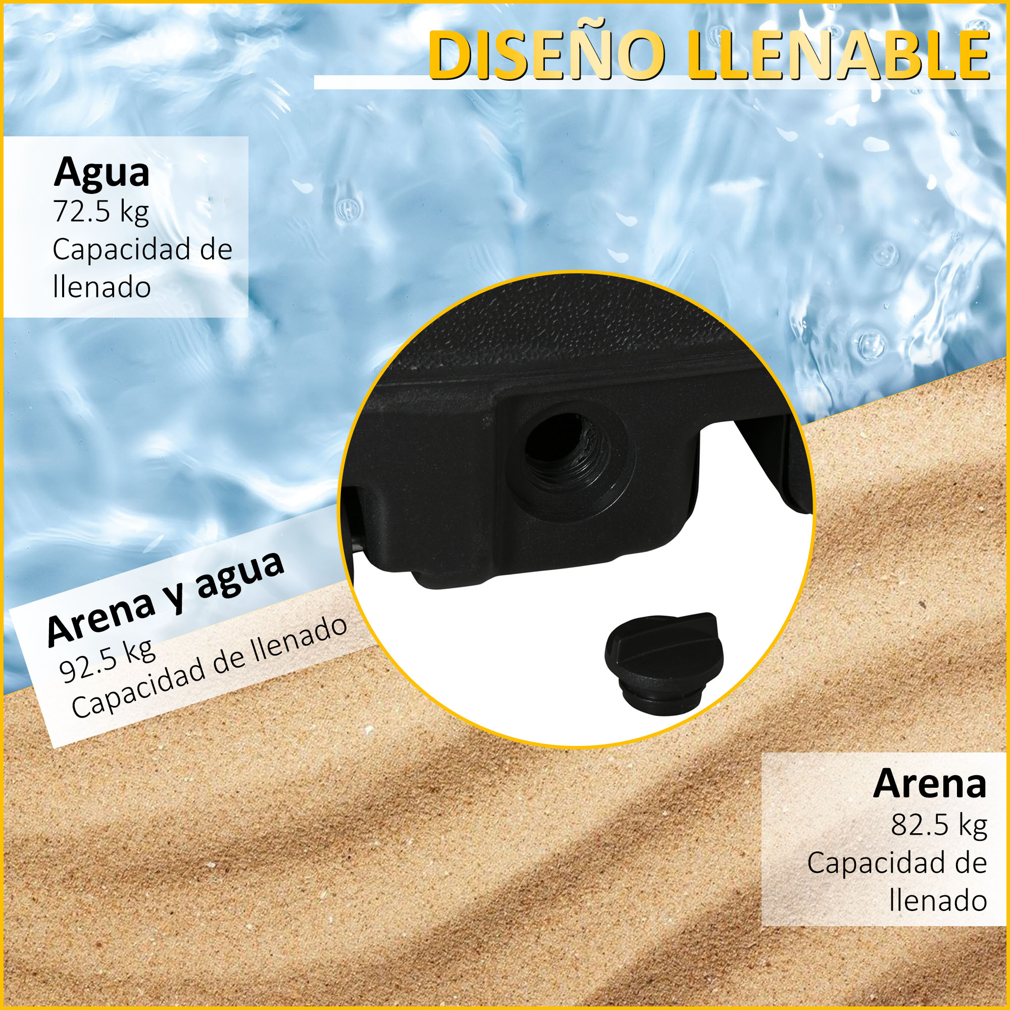 Base para guarda-sol Outsunny preta