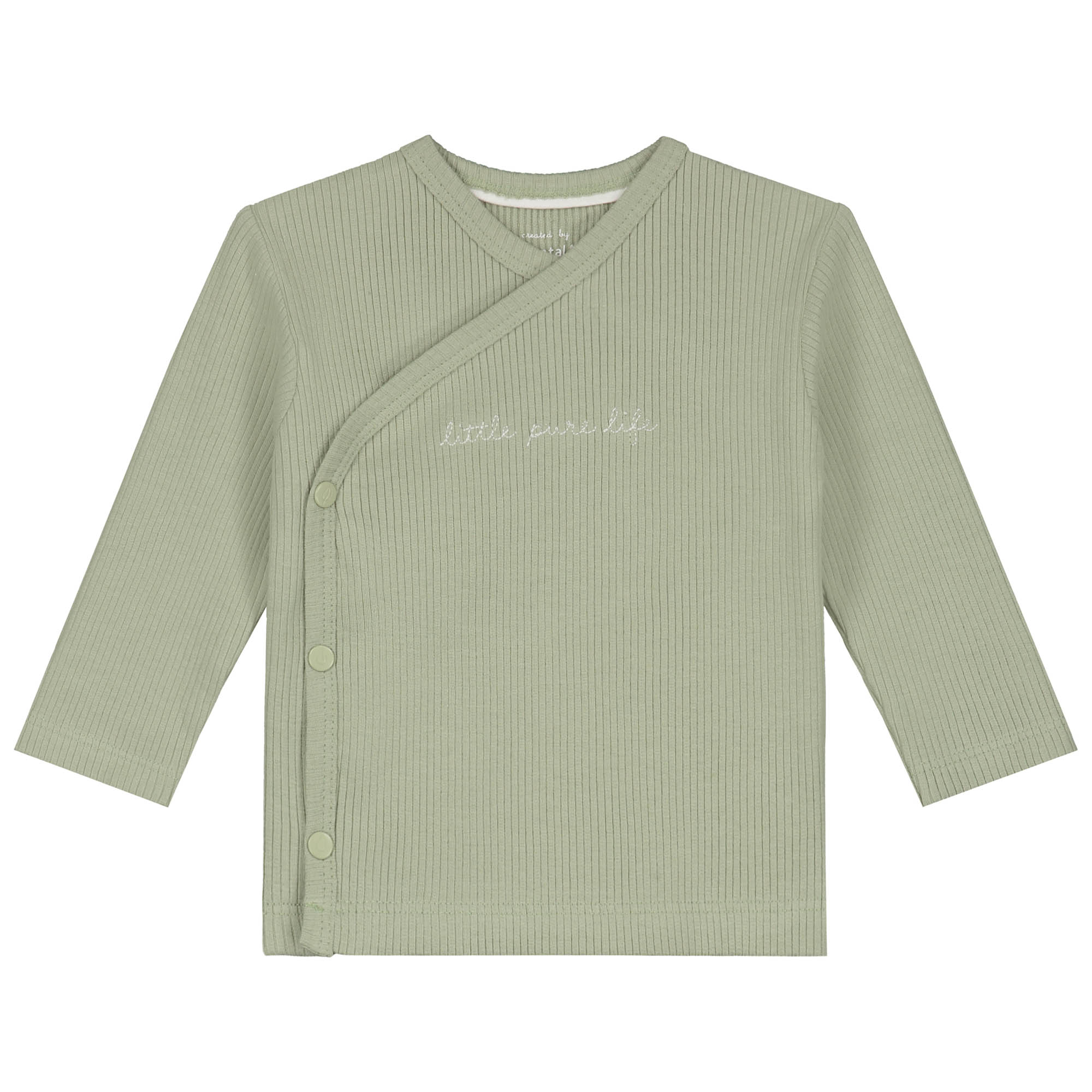 Prénatal newborn shirt rib Pure lange mouwen effen groen