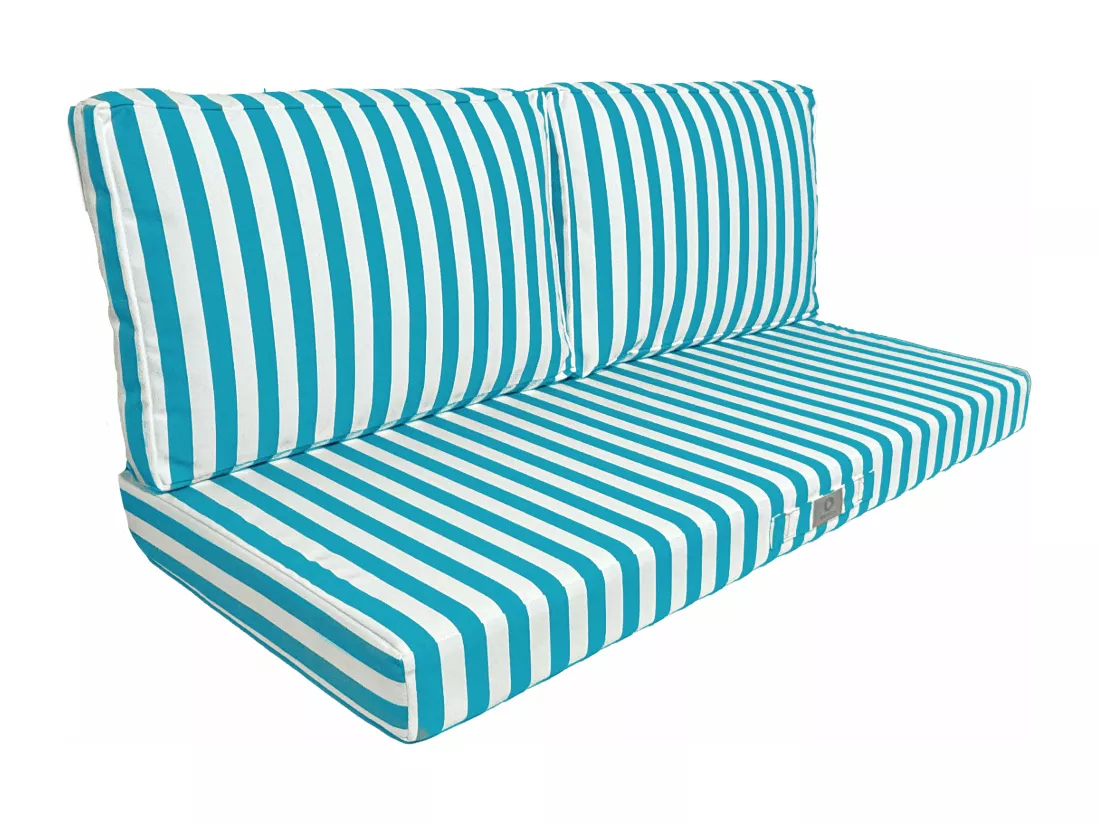 Coussins pour salon de jardin déhoussable 120x60cm - Rayure Turquoise