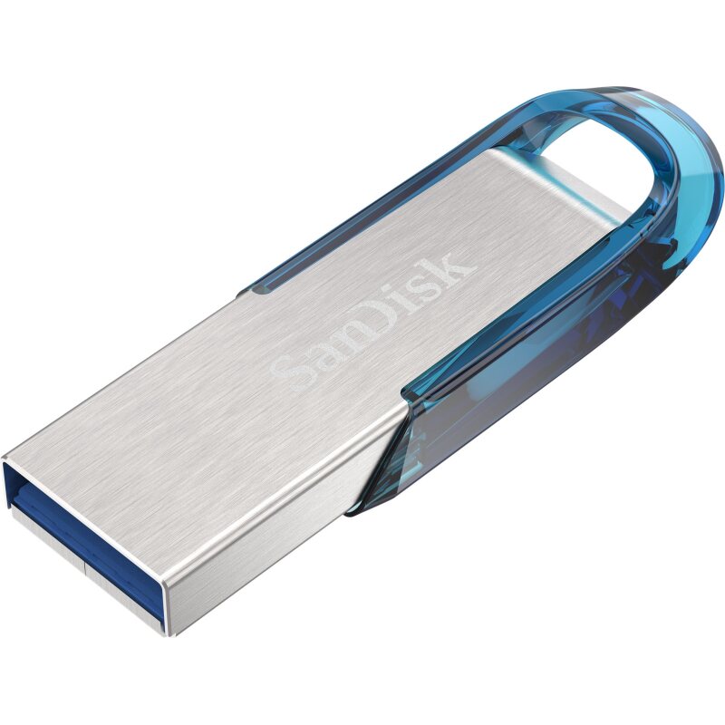 SanDisk Ultra Flair lecteur USB flash 128 Go USB Type-A 3.2 Gen 1 (3.1 Gen 1) Bleu, Argent