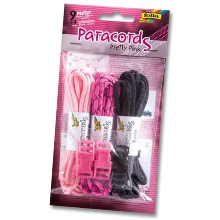 Folia Paracord Set Pretty Pink, 3 Schnüre à 3 m und 3 Verschlüsse
