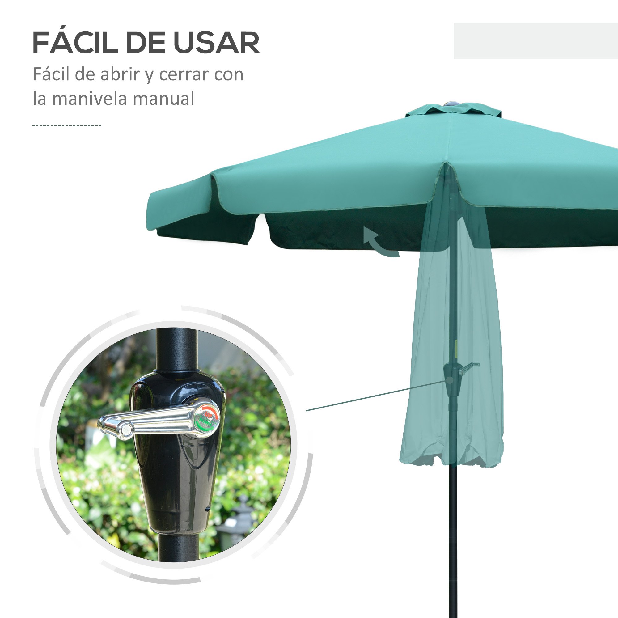 Conjunto de guarda-chuvas verdes Outsunny