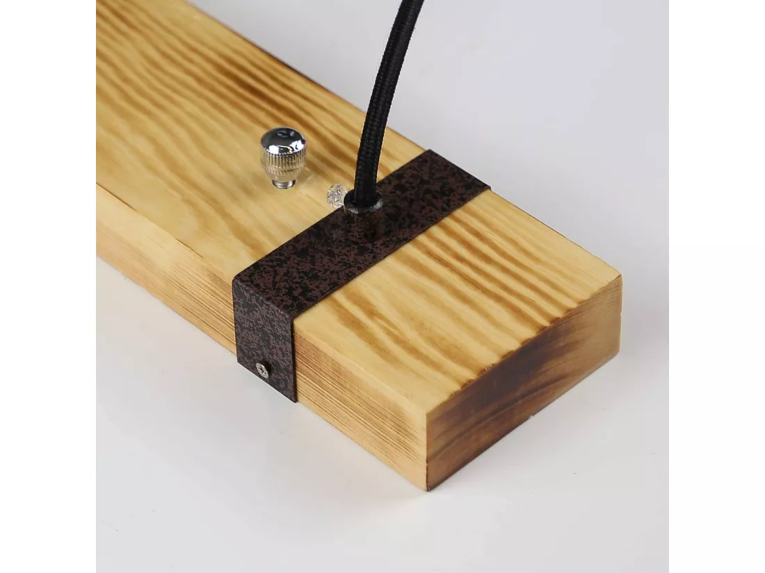 NETTLIFE Suspension 4 ampoules E27 Diam.80cm rétro avec poutre en bois Vintage pour salle à manger cuisine max.25W