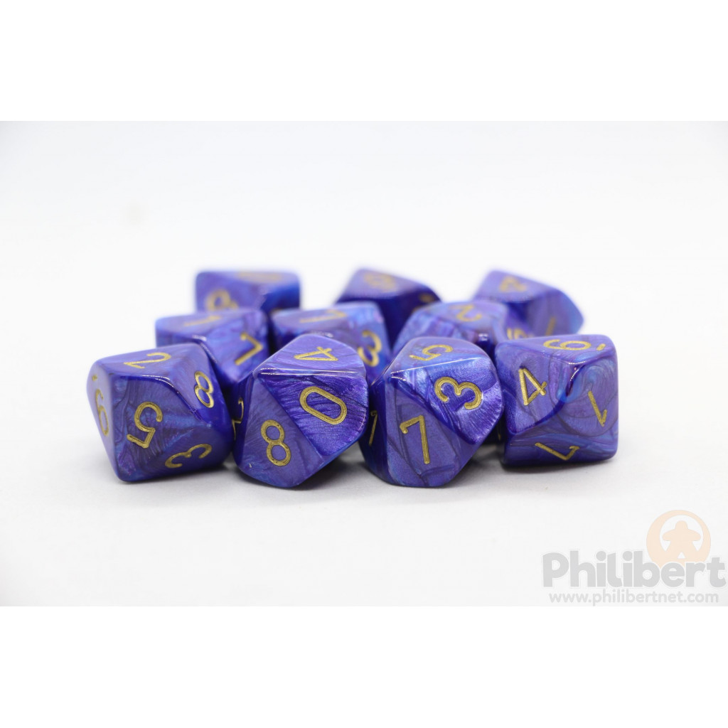 Set de 10 Dés 10 Faces Chessex : Lustrous